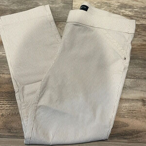 Liz Claiborne Career Pants Striped Cream & White Stretchy Size 8 Classic Pockets